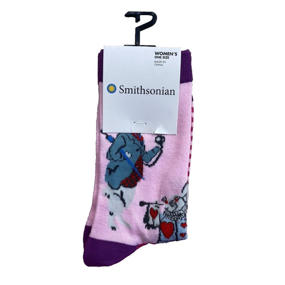 White rabbit and white rabbit with heralds costume Smithsonian women's socks NWT